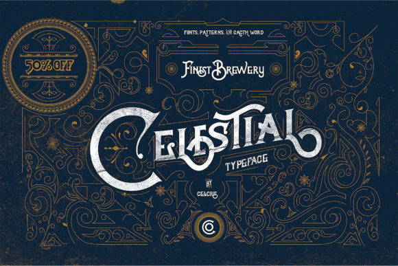 Celestial Font: A Vintage Display Masterpiece for Bold Designs